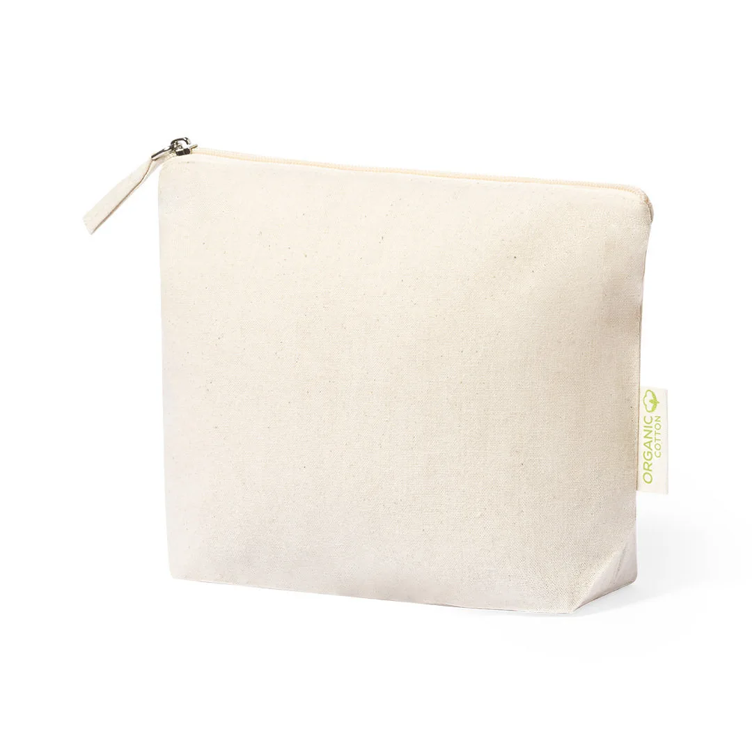 Beauty case Boyan in cotone biologico con la zip chiusa, vista di tre quarti