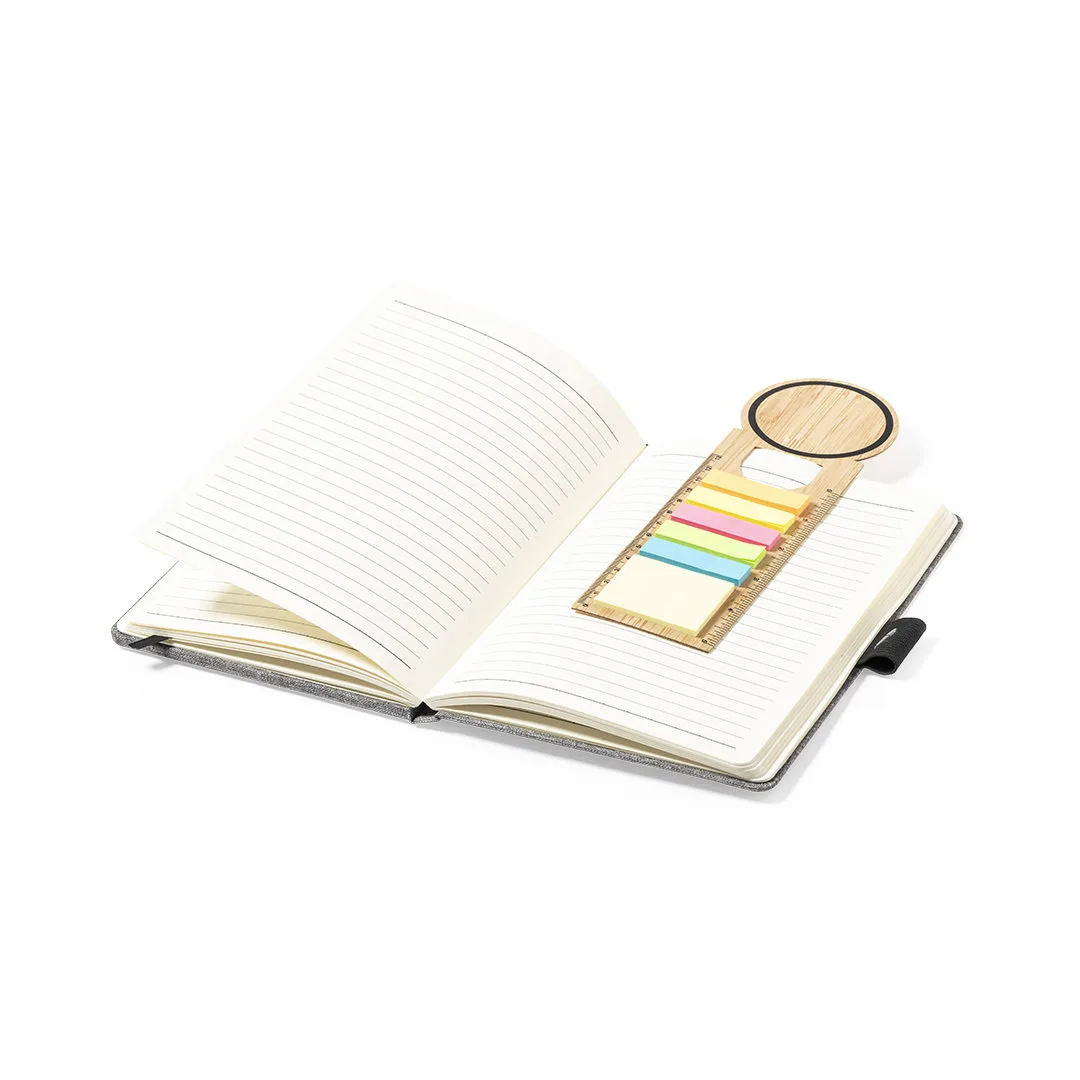 Righello Tecin, dettaglio dei mini post-it colorati e della scala graduata