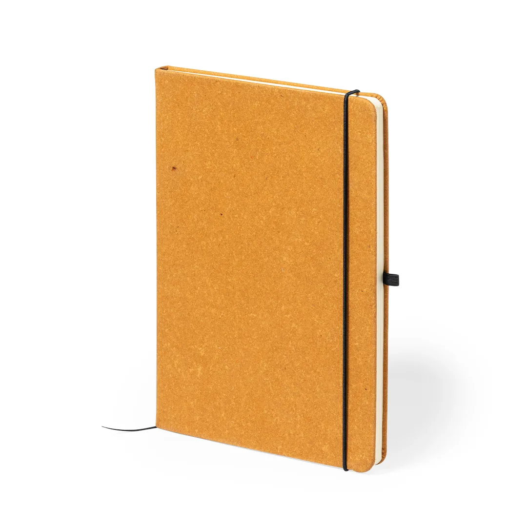 Block notes Tefan in pelle riciclata, vista frontale su fondo bianco