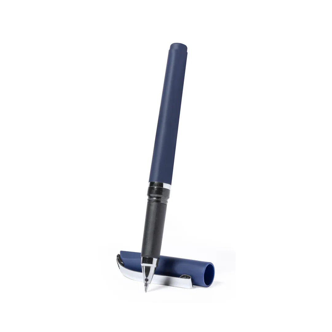Penna roller Bandax, primo piano delle rifiniture cromate in cima al fusto