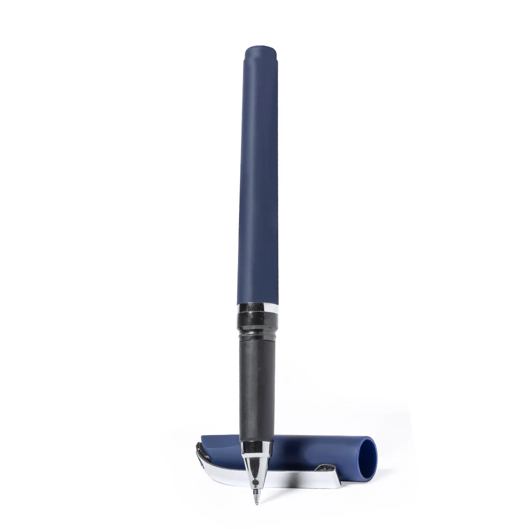 Penna roller Bandax con corpo gommato, vista intera su fondo bianco
