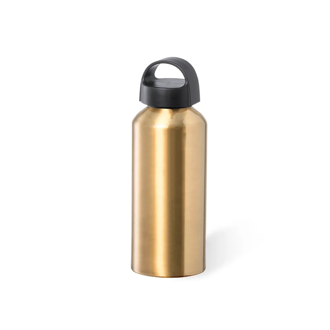 Borraccia in alluminio Fecher da 500 ml con tappo a vite nero, vista frontale