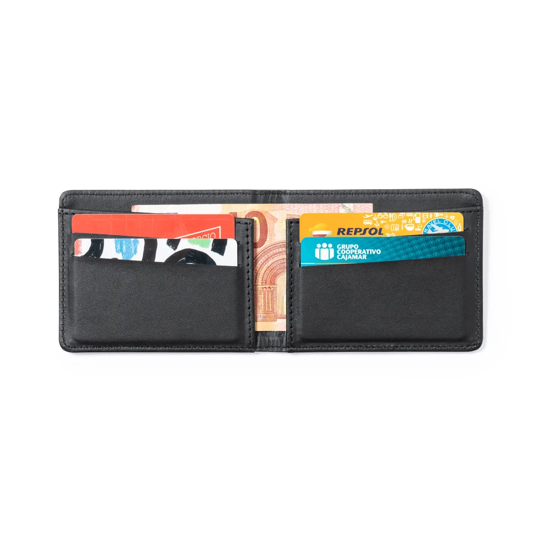 Portafoglio porta carte Kenxo in RPET nero, vista frontale