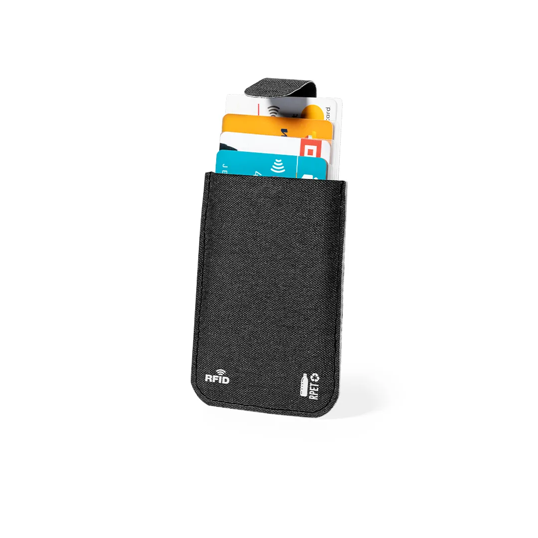 Porta carte Guarex in RPET nero su fondo bianco