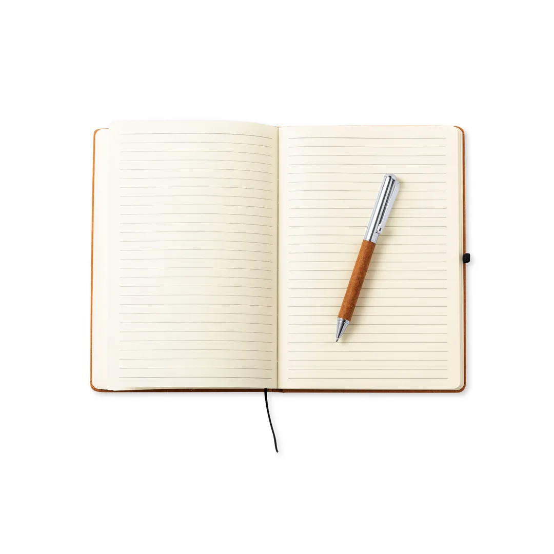 Set Nauthax, block notes chiuso sull'elastico con il portapenne coordinato