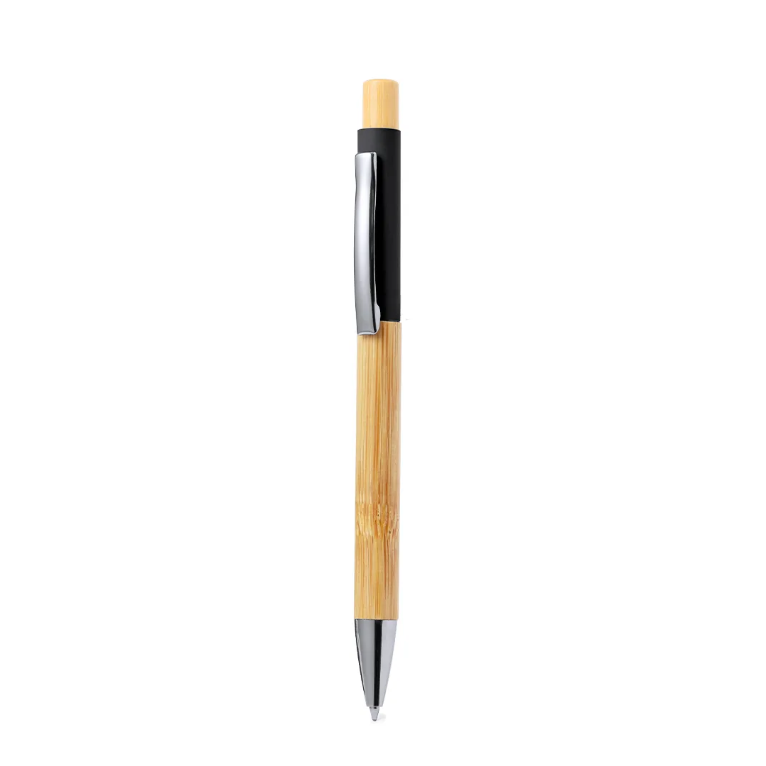 Penna Renol in alluminio e bambù, su fondo bianco