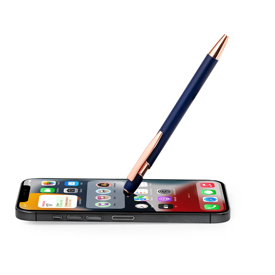 Penna touch Lixor, primo piano della clip in metallo e del pulsante a scomparsa