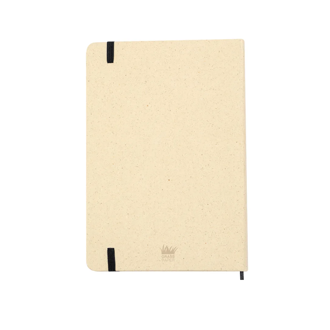 Block notes Yerx chiuso sull'elastico nero con il segnalibro