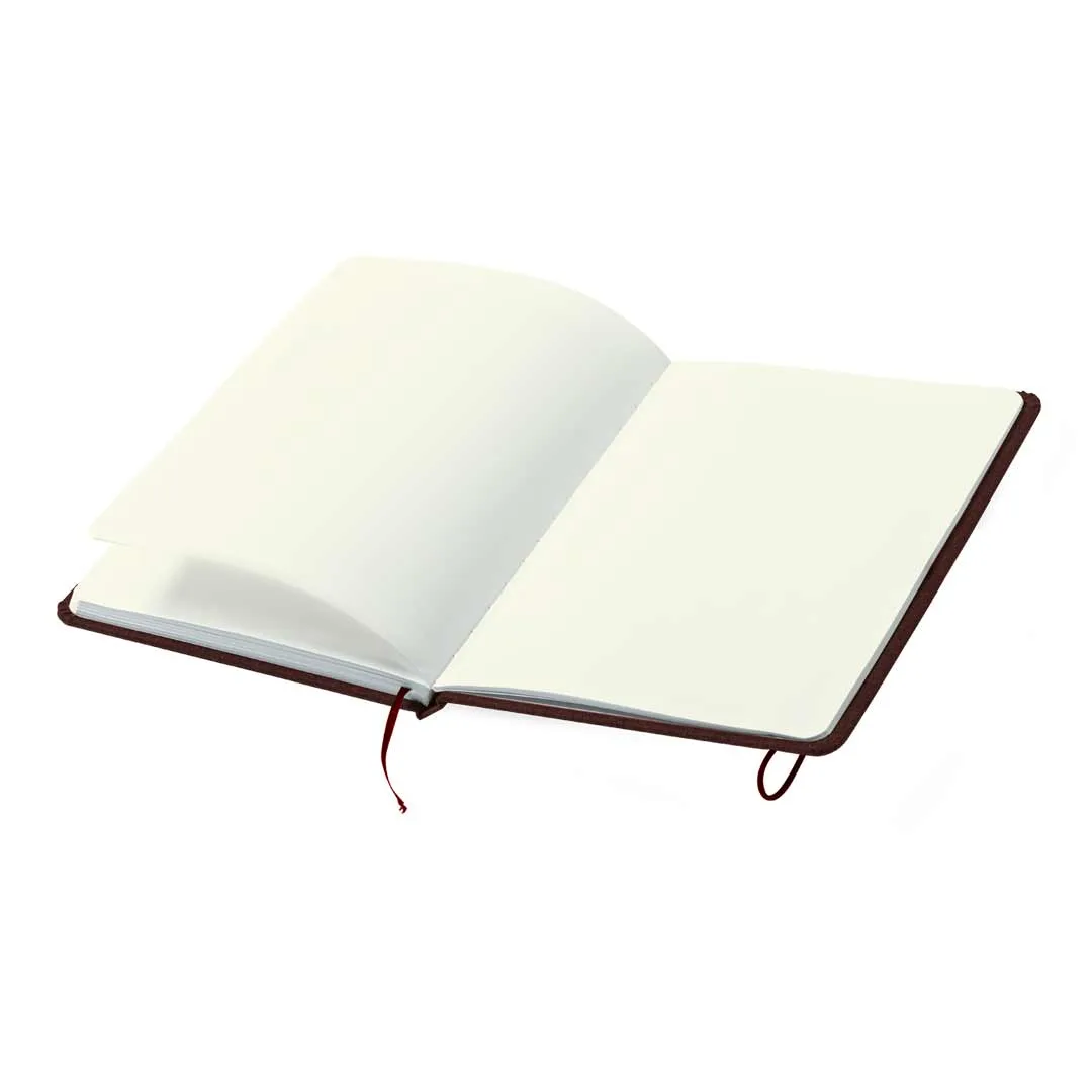 Block notes Renolds aperto sui fogli lisci con il segnalibro