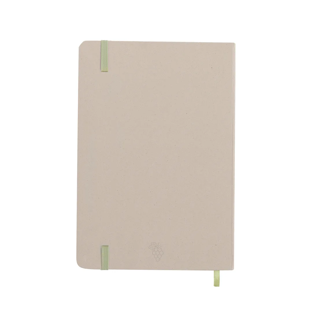 Block notes Faty, retro della copertina con il marchio Fruit Paper
