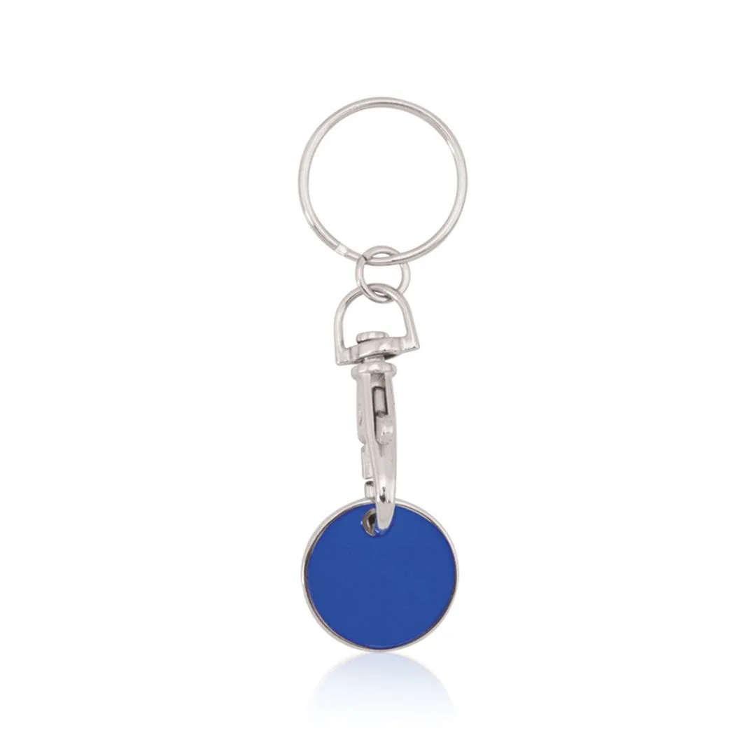 Portachiavi con gettone Euromarket blu
