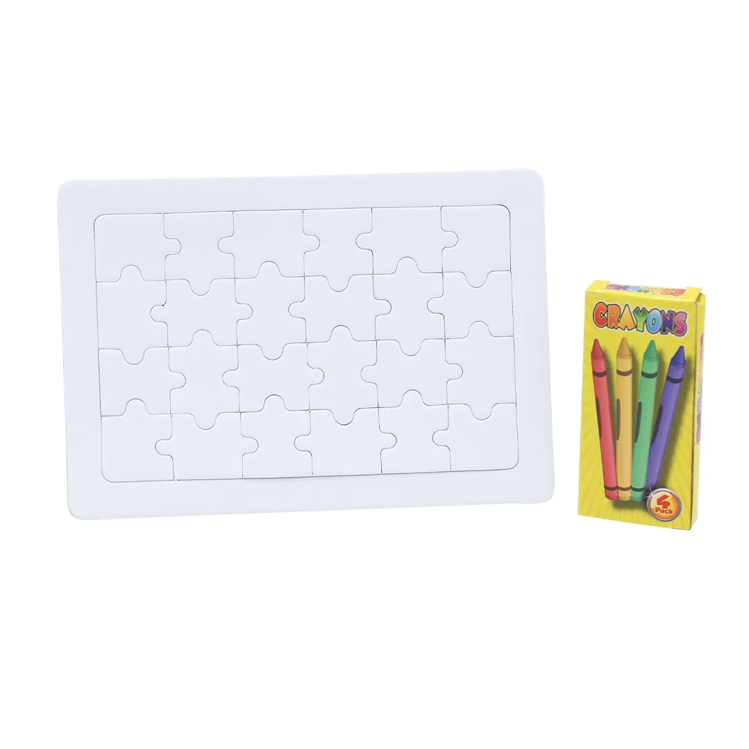 Puzzle Zeta da 24 tessere con i quattro pastelli a cera inclusi