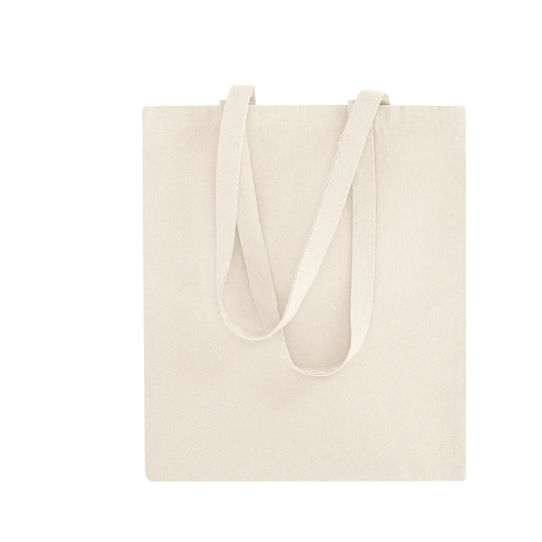 Borsa in cotone con manici lunghi Larsen, vista frontale su fondo bianco