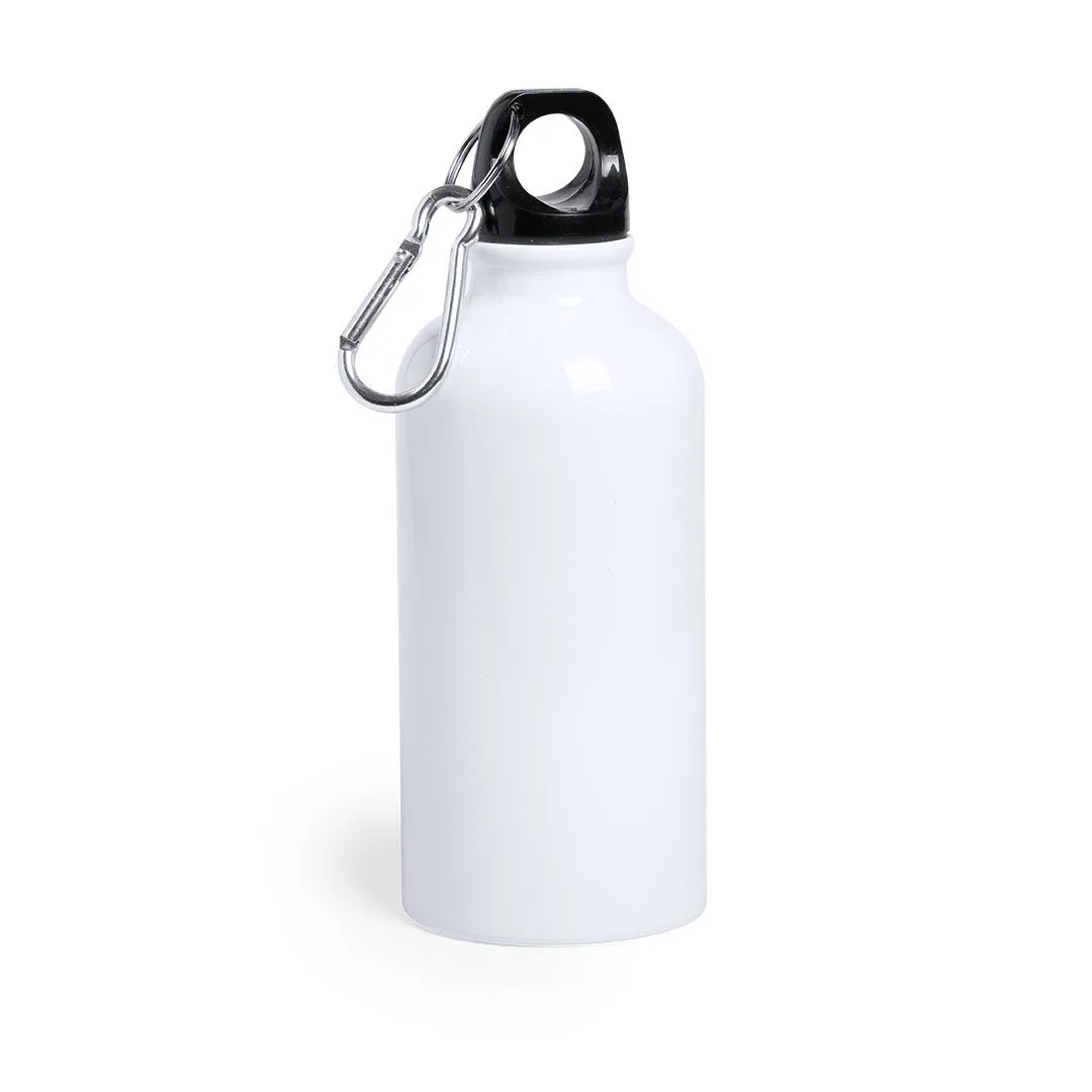Borraccia in alluminio 400 ml, incisa con il vostro logo nel colore bianco