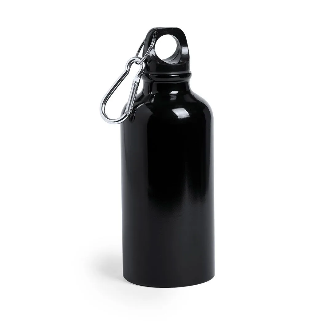 Borraccia in alluminio 400 ml, incisa con il vostro logo nel colore nero