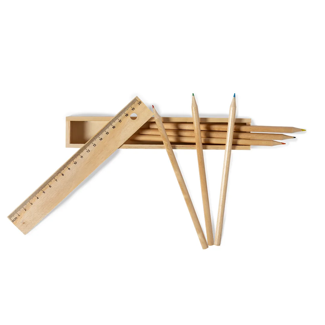 Set Matite Dragon, astuccio di legno naturale con sei matite