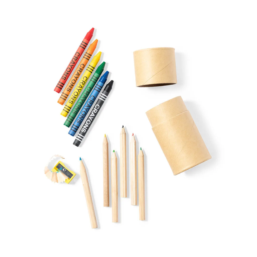 Set Pixi, astuccio cilindrico di cartone con matite e pastelli