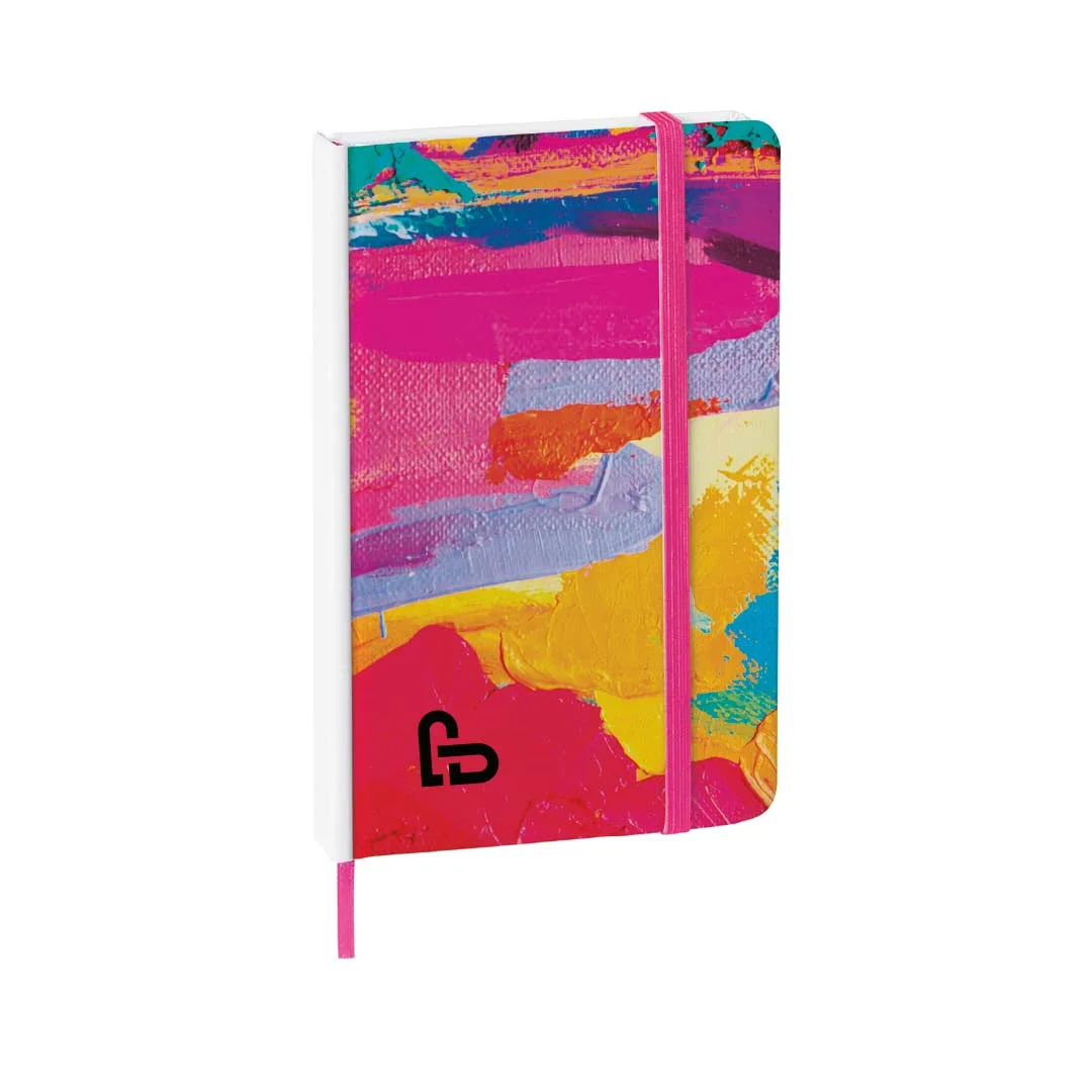 Block notes Yakis con copertina soft touch bianca, vista frontale