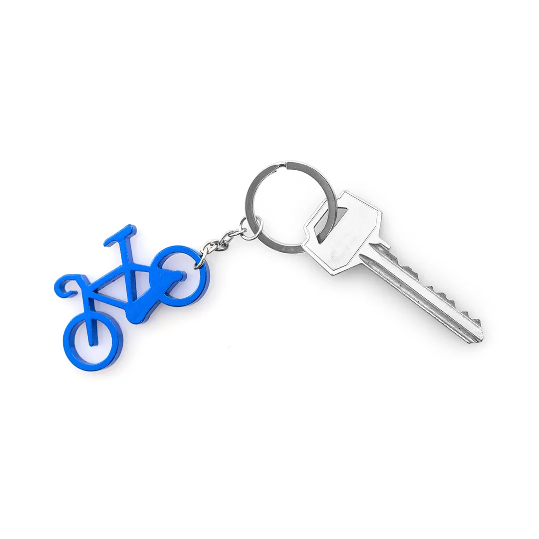 Portachiavi Ciclex a forma di bicicletta in alluminio, vista frontale
