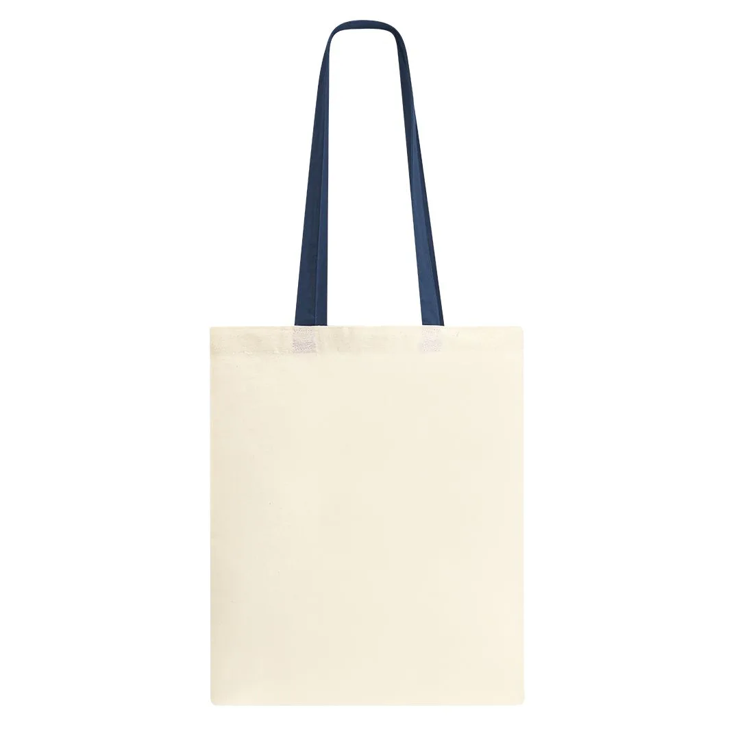 Borsa in cotone con manici colorati nel colore blu navy