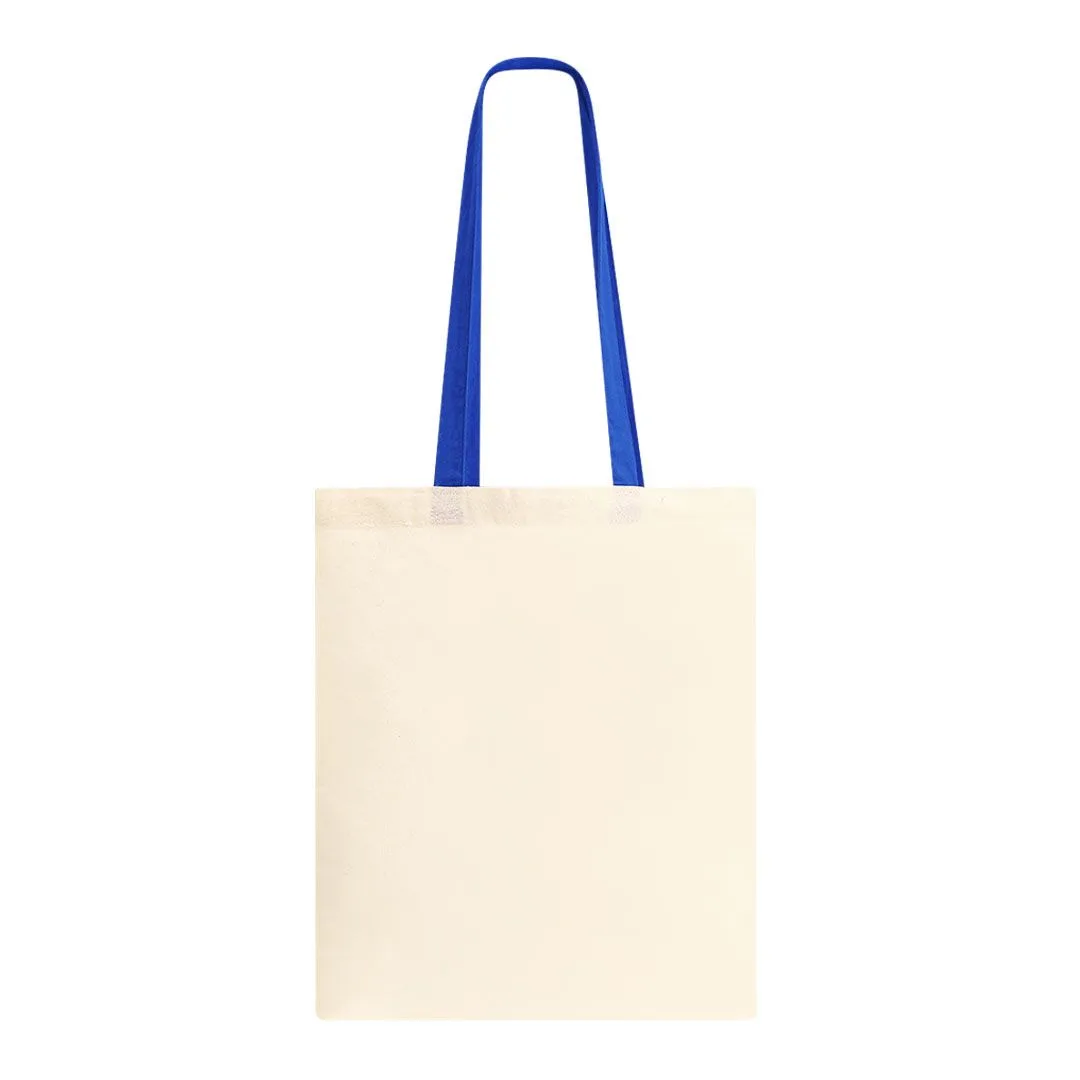 Borsa in cotone con manici colorati nel colore blu
