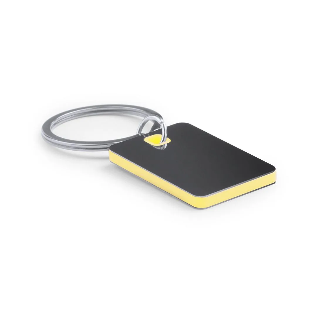 Portachiavi in acciaio inox, inciso con logo o numerazione nel colore giallo