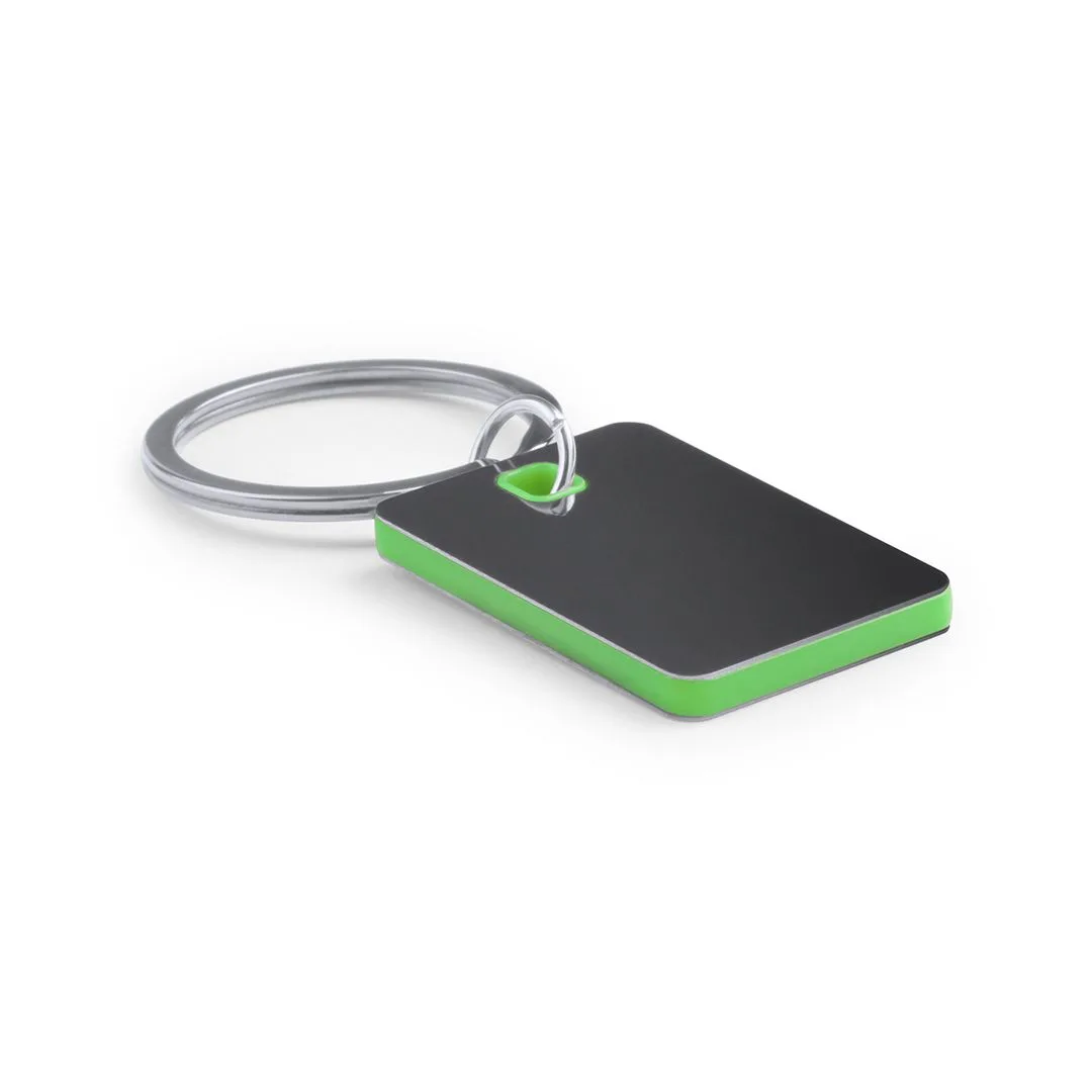 Portachiavi in acciaio inox, inciso con logo o numerazione nel colore verde chiaro