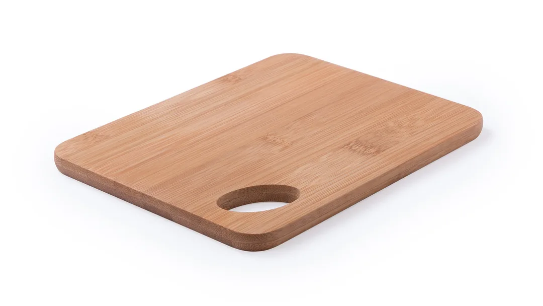 Tagliere in bambù Ruban 20×15 cm con impugnatura fustellata, vista dall'alto