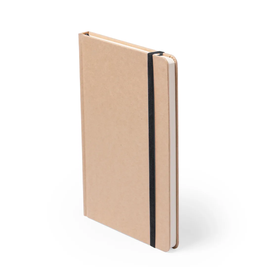 Block notes Raimok in cartone riciclato, vista frontale su fondo bianco