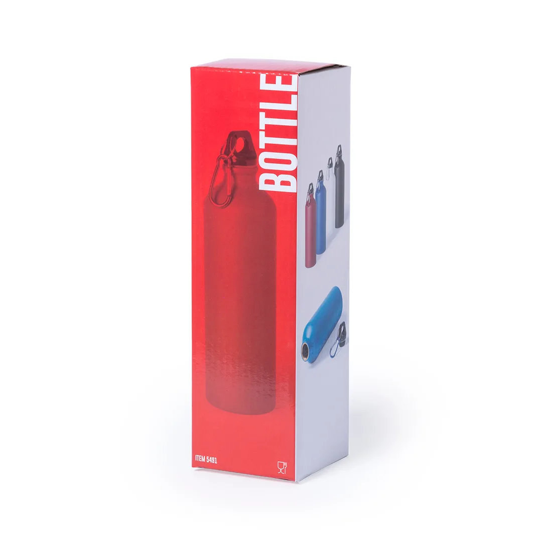 Borraccia in alluminio Delby da 800 ml con moschettone, vista frontale