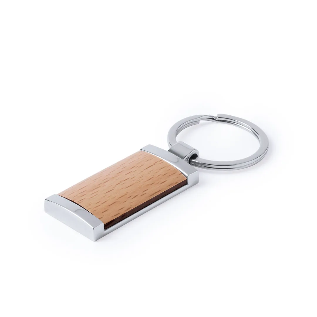Portachiavi Vitolok in metallo lucido e legno naturale, versione rettangolare