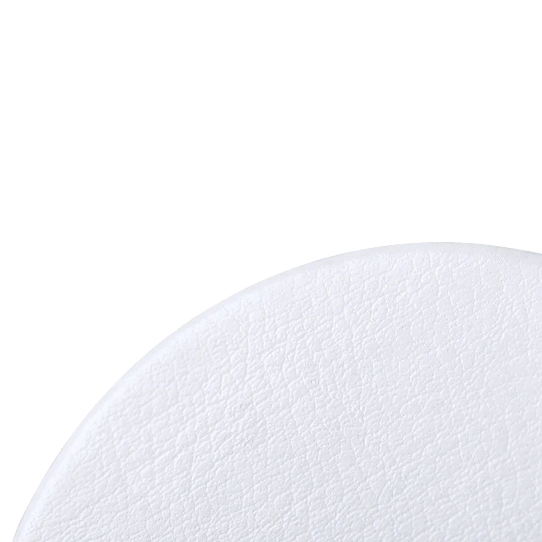 Specchio pieghevole Plumiax chiuso, con il rivestimento bianco in similpelle