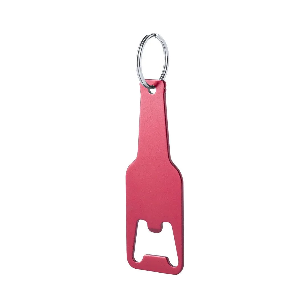 Portachiavi apribottiglia Clevon in alluminio rosso