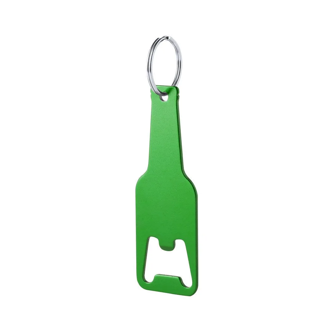 Portachiavi apribottiglia Clevon in alluminio verde