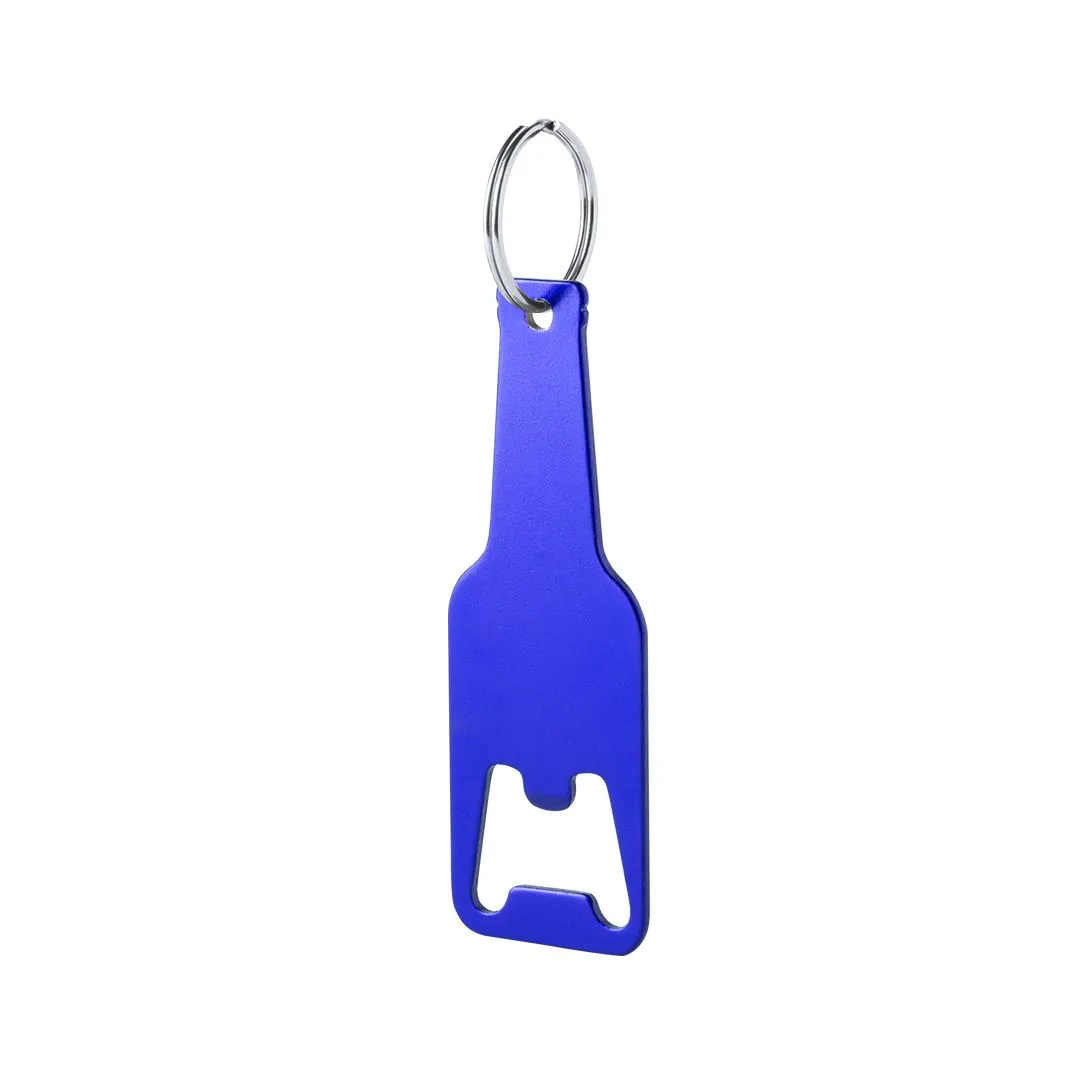 Portachiavi apribottiglia Clevon in alluminio blu