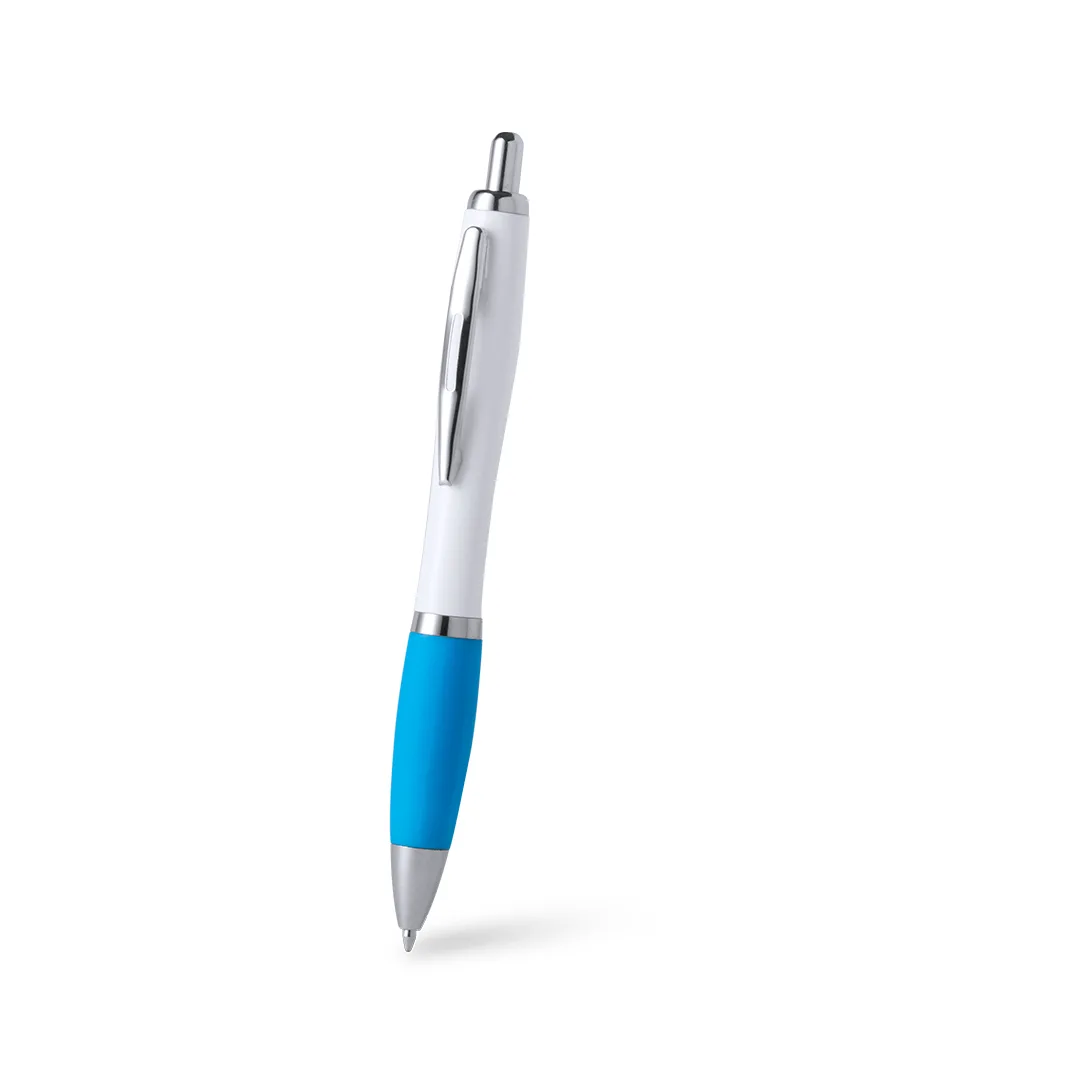 Penna Tinkin bicolore con elementi cromati e clip in metallo, vista intera