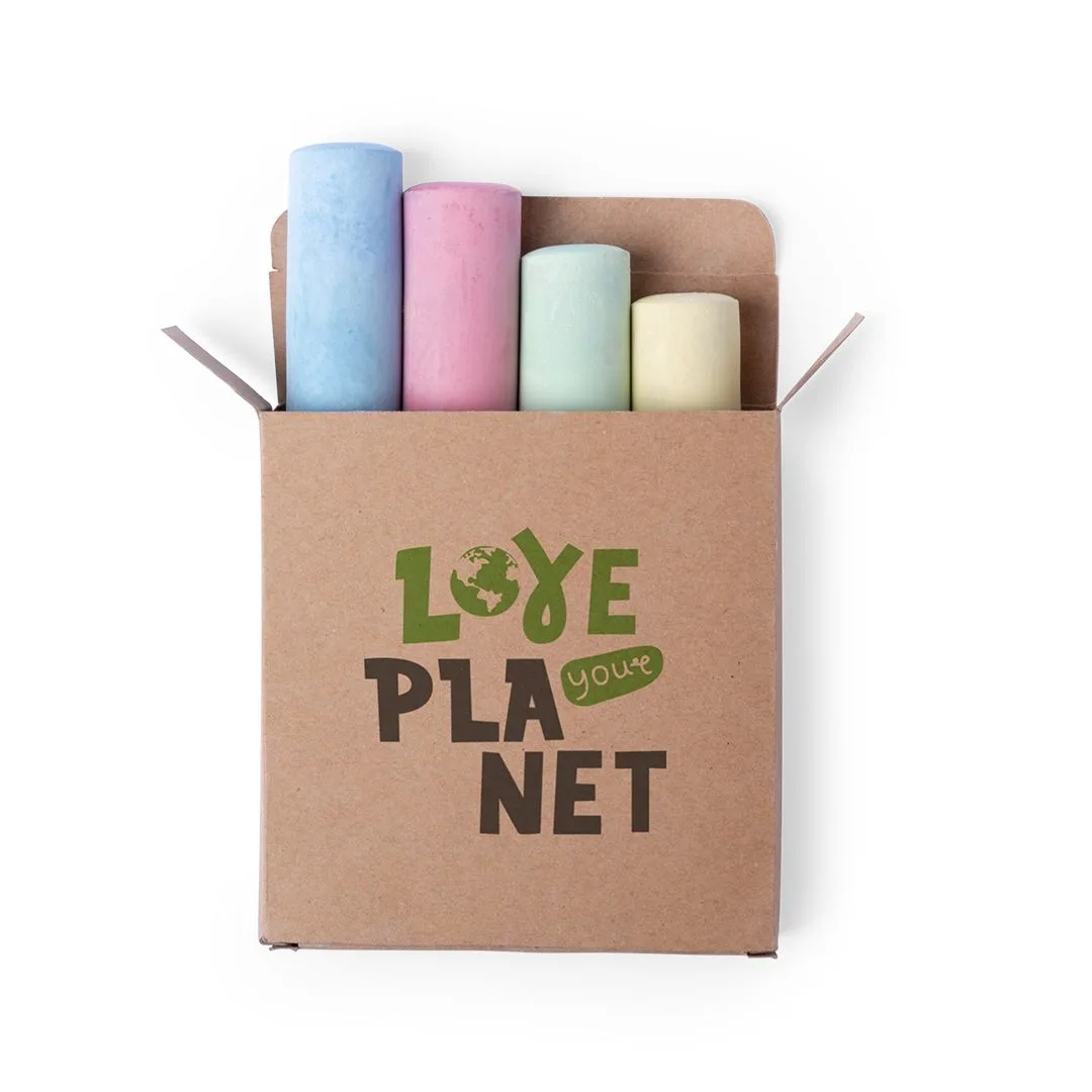 Set di 4 gessetti XL in scatola di cartone, colore unico come in foto