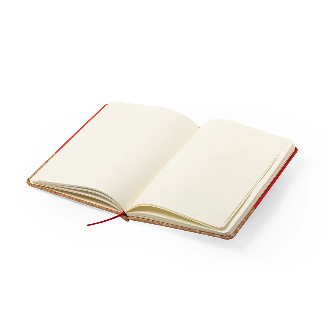 Block notes Bluster aperto sui fogli lisci con finitura naturale