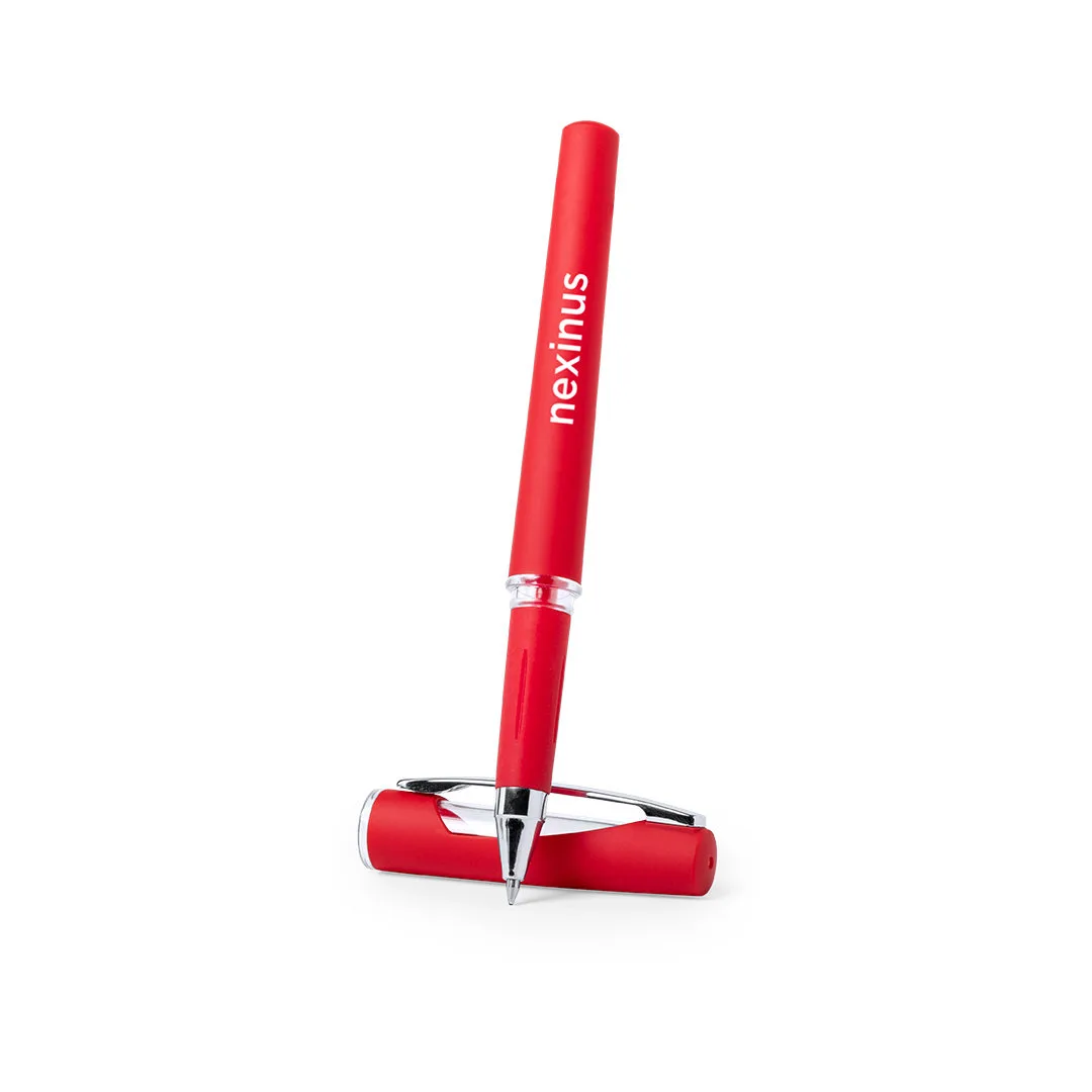 Penna roller Kasty, dettaglio del cappuccio con finiture in argento lucido