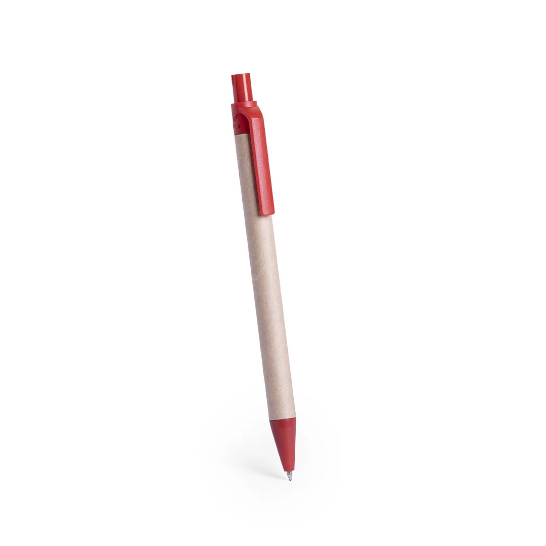 Penna Vatum con fusto in cartone riciclato naturale e accessori colorati, vista intera