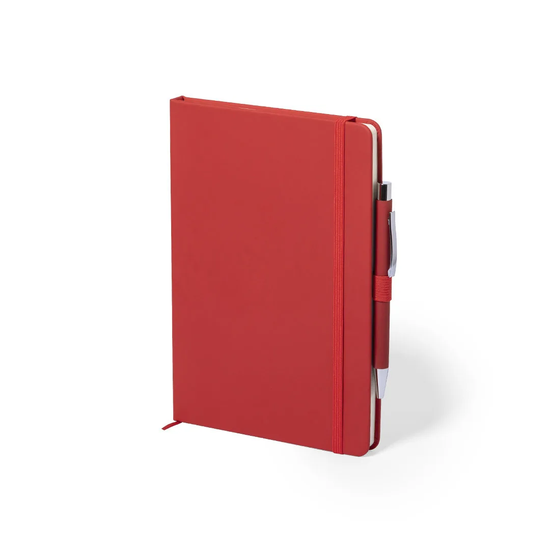 Set Robin con taccuino A5 e penna in alluminio nel portapenne, vista frontale