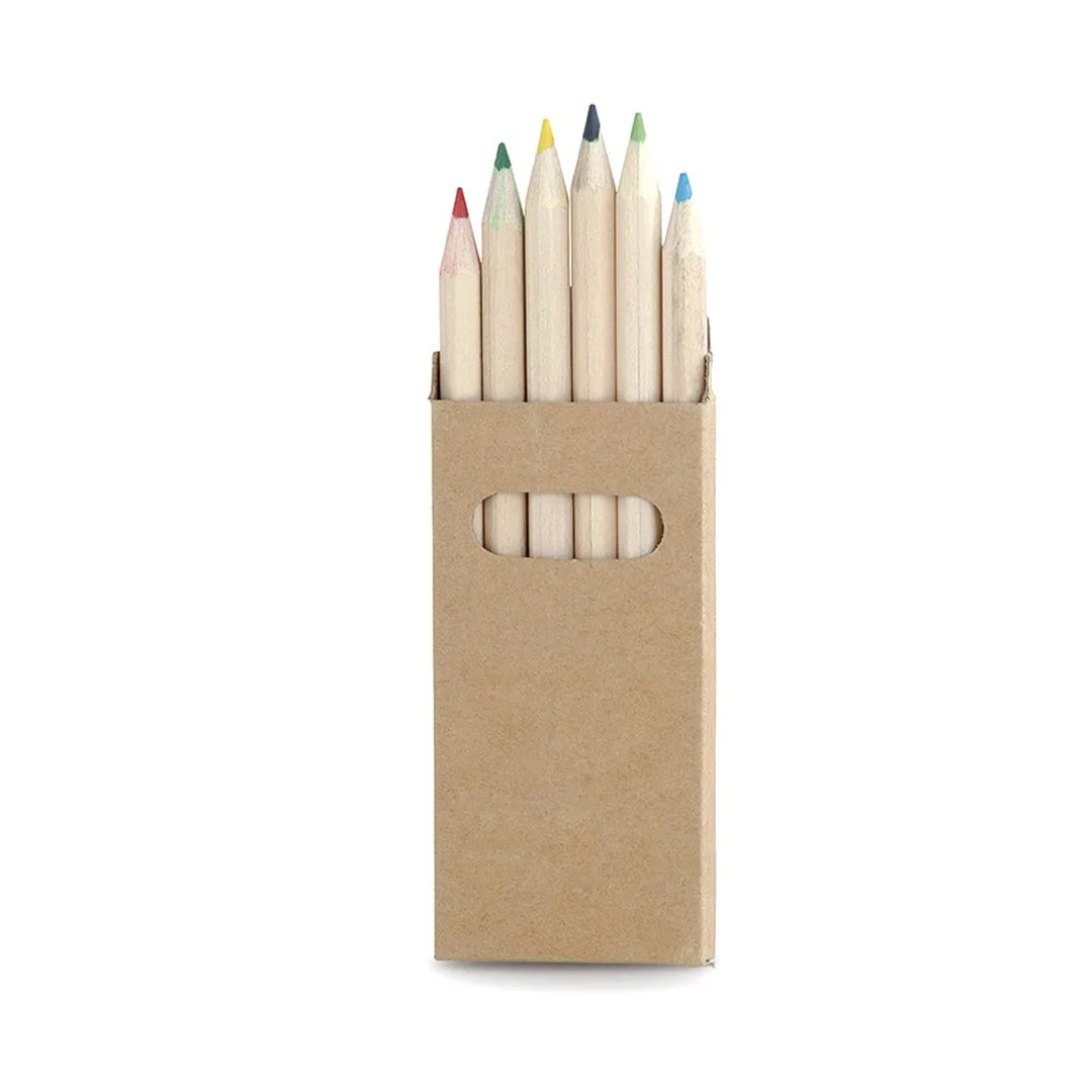 Set di 6 matite colorate in scatola con finestra, colore unico come in foto