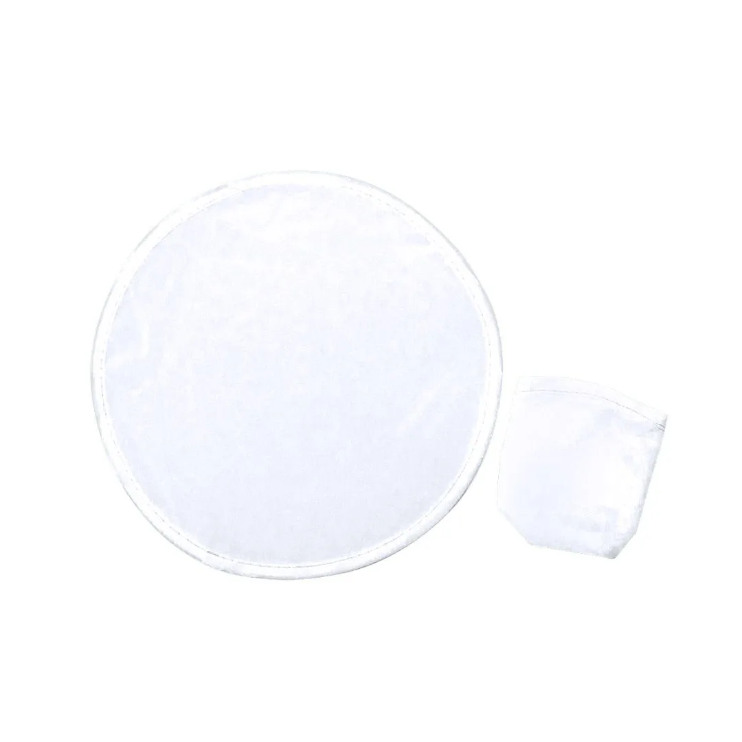Frisbee pieghevole in tessuto stampato col vostro logo nel colore bianco