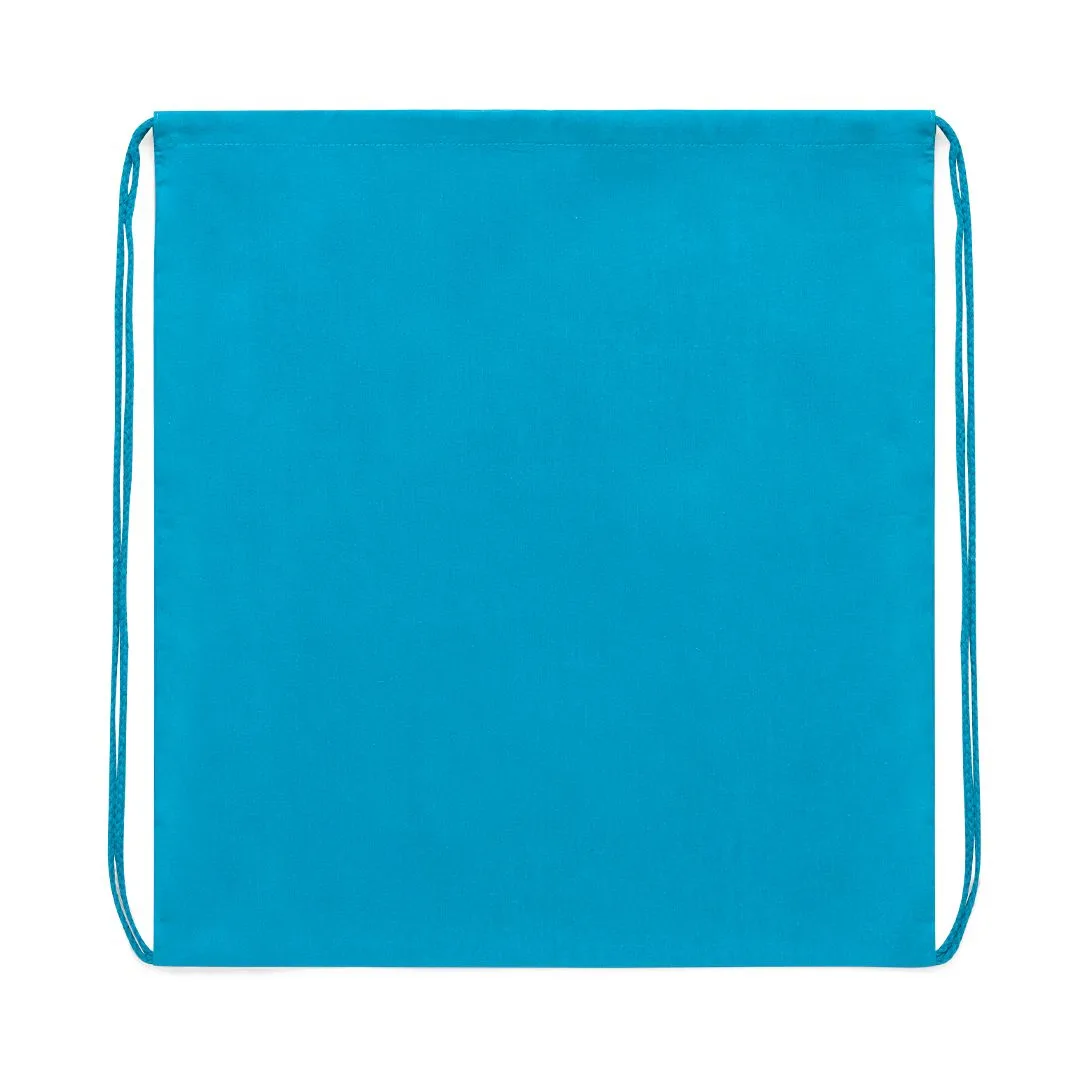 Sacca in cotone con coulisse nel colore azzurro